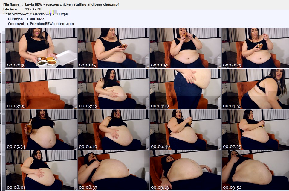 Layla BBW - roscoes chicken stuffing and beer chug thumbnails