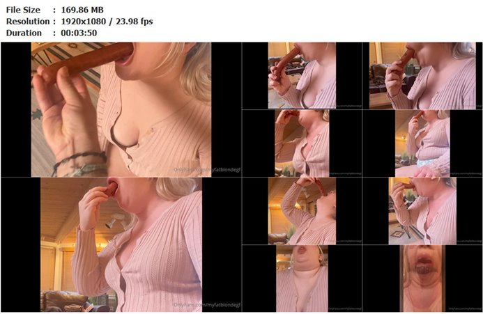 myfatblondegf_02-07-2021_2152281091_Sausage Deepthroat Blowjob  Talk about loving your food  my fat girlfriend shows this sausage the time of its life, sucking, licking and gagging i