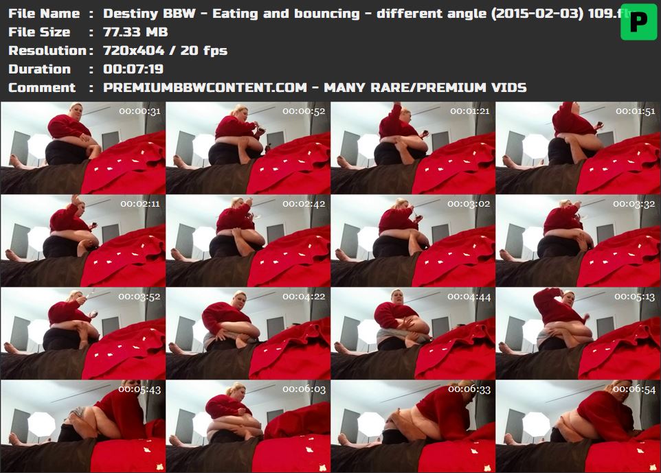 Destiny BBW - Eating and bouncing - different angle (2015-02-03) 109 thumbnails