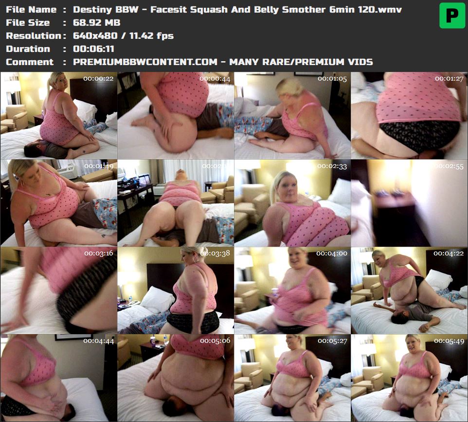 Destiny BBW - Facesit Squash And Belly Smother 6min 120 thumbnails