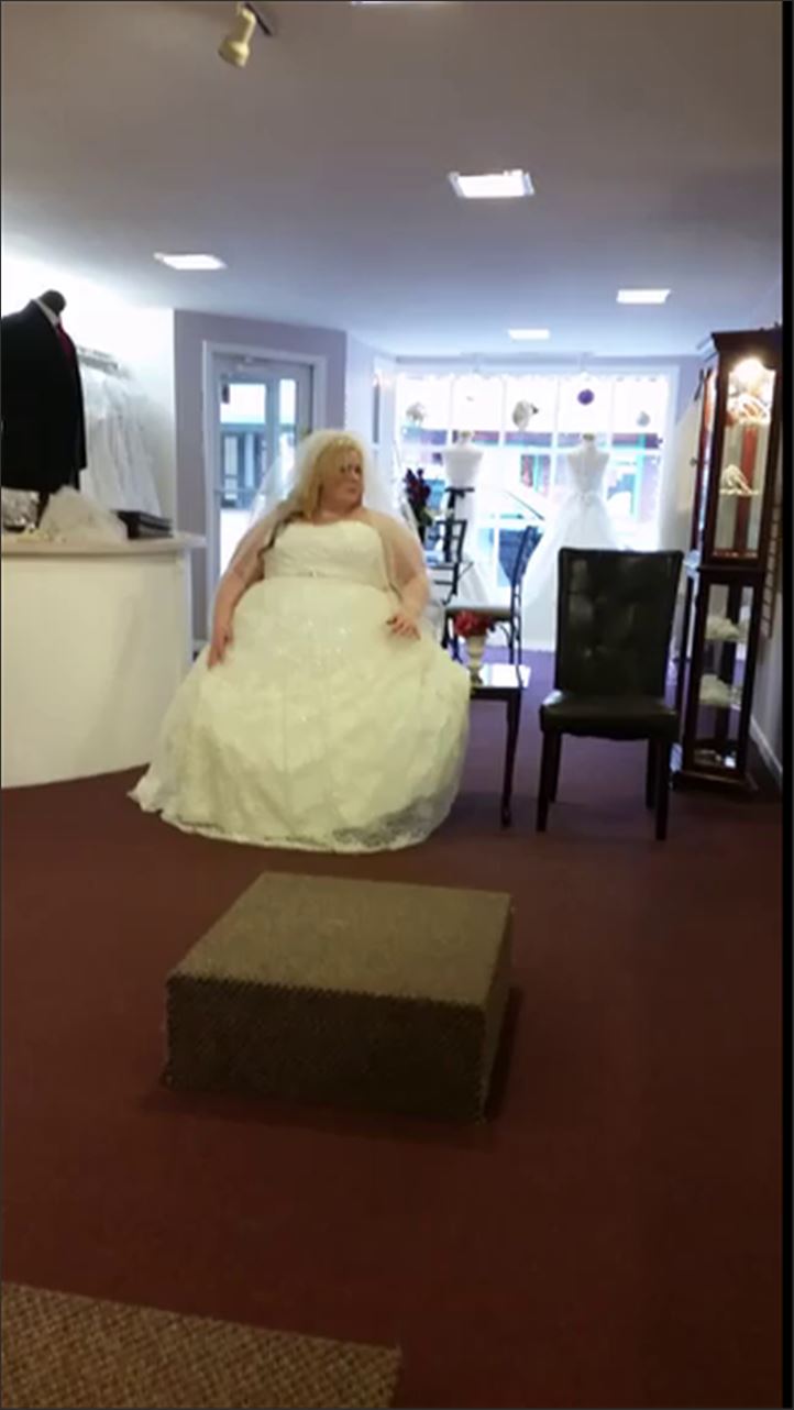 Destiny BBW - Walking and sitting in a wedding gown 354