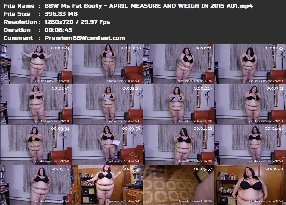 BBW Ms Fat Booty - APRIL MEASURE AND WEIGH IN 2015 A01 thumbnails