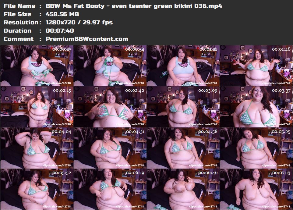 BBW Ms Fat Booty - even teenier green bikini 036 thumbnails
