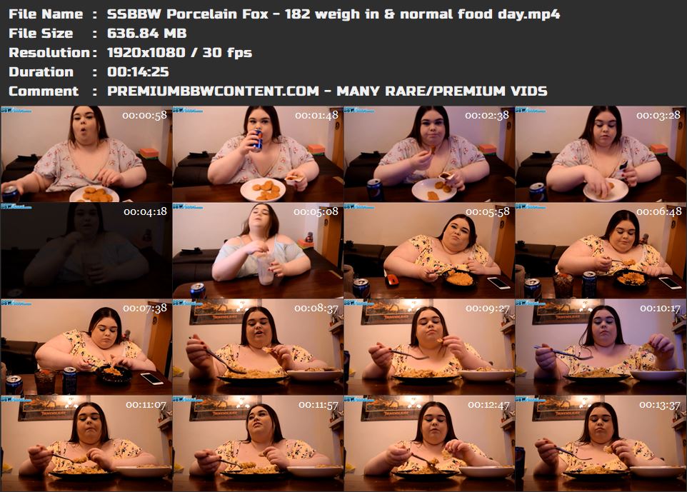 SSBBW Porcelain Fox - 182 weigh in _ normal food day thumbnails